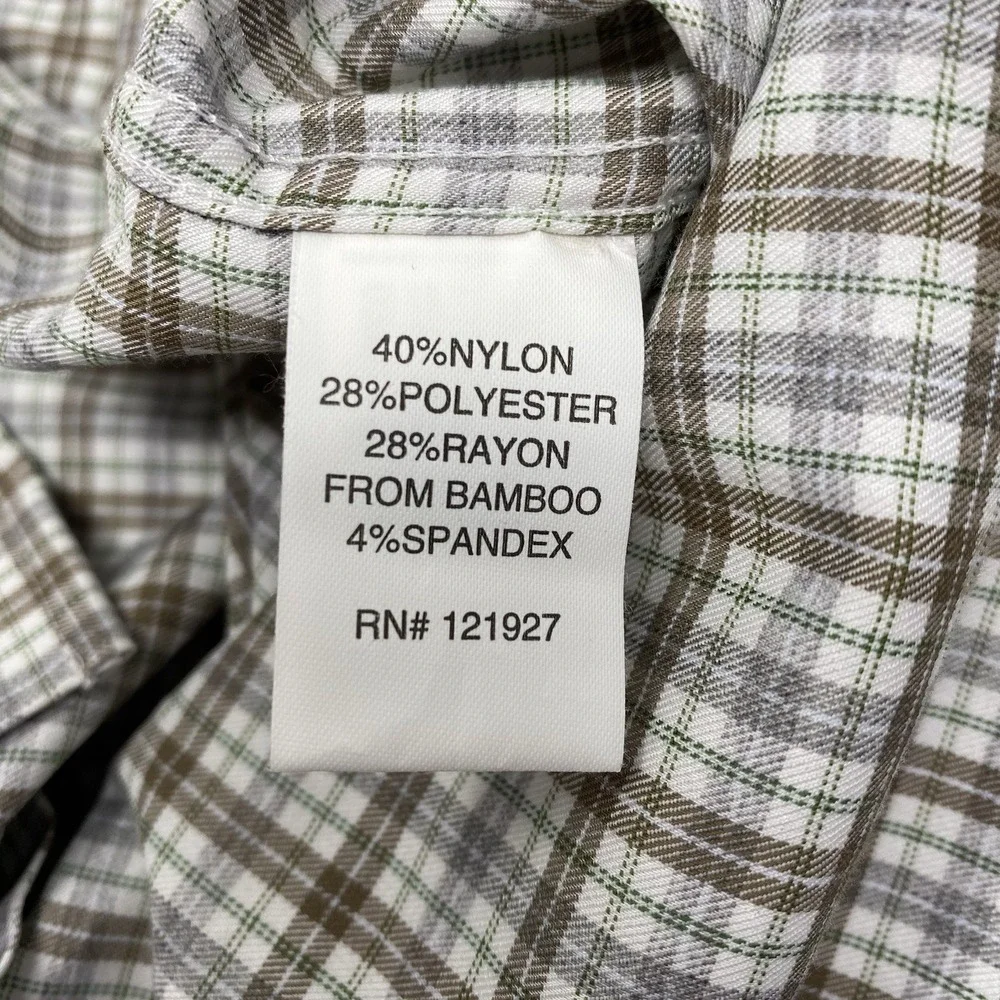 Johnnie-O Prep-Performance Shirt Mens Small Brown Grey Plaid Stretch Button Down - Picture 5 of 5